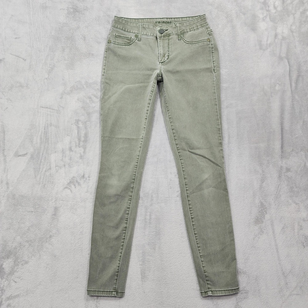 Maurices Jeans Womens XS Green Mid Rise Skinny Leg Jegging Stretch Denim Casual